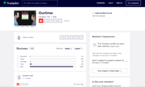 ourtime app rating by trustpilot